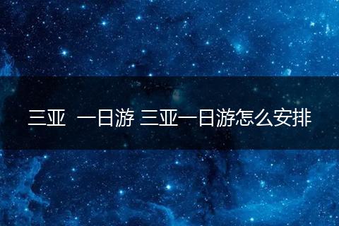 三亚  一日游 三亚一日游怎么安排