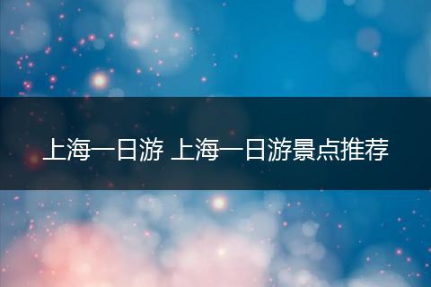 上海一日游 上海一日游景点推荐