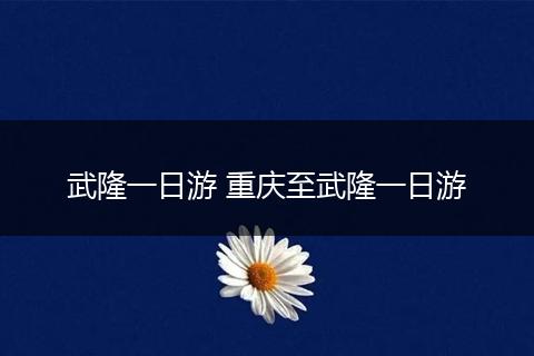 武隆一日游 重庆至武隆一日游