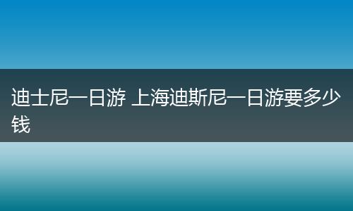 迪士尼一日游 上海迪斯尼一日游要多少钱