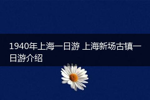 1940年上海一日游 上海新场古镇一日游介绍