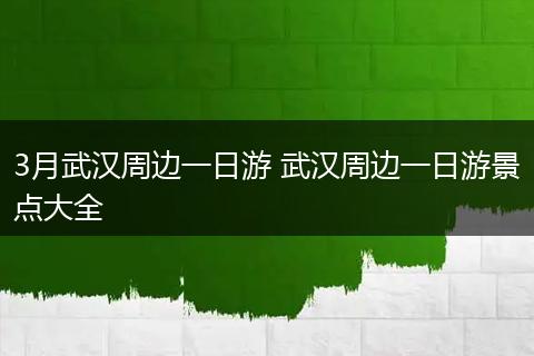 3月武汉周边一日游 武汉周边一日游景点大全
