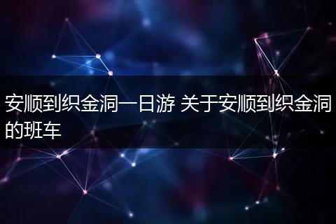 安顺到织金洞一日游 关于安顺到织金洞的班车