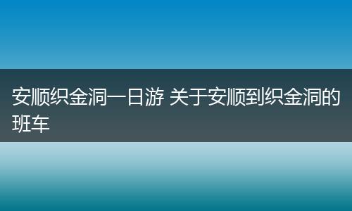 安顺织金洞一日游 关于安顺到织金洞的班车