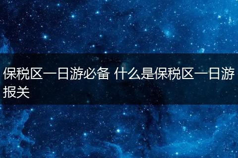 保税区一日游必备 什么是保税区一日游报关