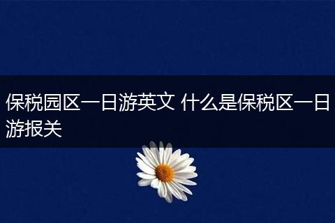 保税园区一日游英文 什么是保税区一日游报关