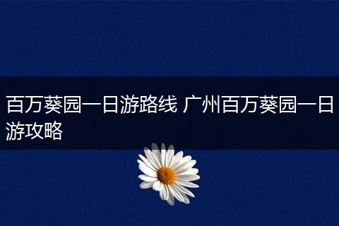 百万葵园一日游路线 广州百万葵园一日游攻略