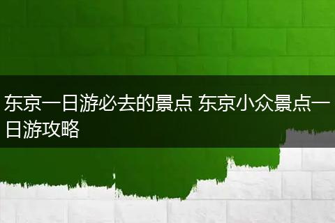 东京一日游必去的景点 东京小众景点一日游攻略