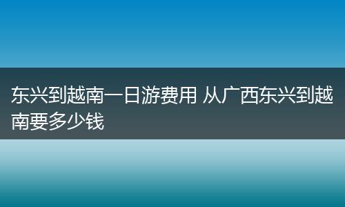 东兴到越南一日游费用 从广西东兴到越南要多少钱