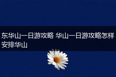 东华山一日游攻略 华山一日游攻略怎样安排华山