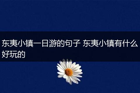 东夷小镇一日游的句子 东夷小镇有什么好玩的