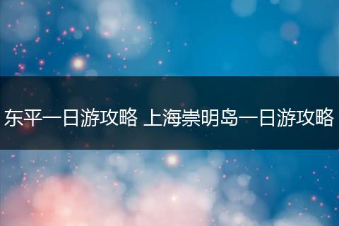 东平一日游攻略 上海崇明岛一日游攻略