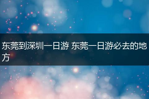 东莞到深圳一日游 东莞一日游必去的地方