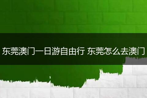 东莞澳门一日游自由行 东莞怎么去澳门