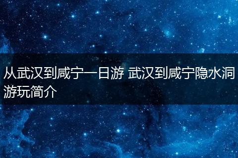 从武汉到咸宁一日游 武汉到咸宁隐水洞游玩简介