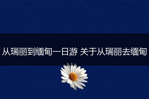 从瑞丽到缅甸一日游 关于从瑞丽去缅甸