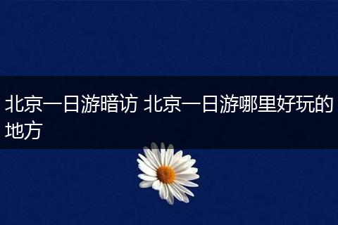 北京一日游暗访 北京一日游哪里好玩的地方