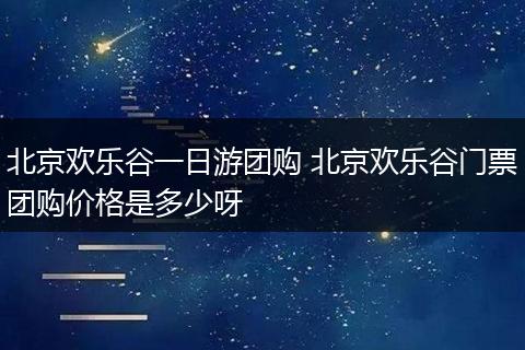北京欢乐谷一日游团购 北京欢乐谷门票团购价格是多少呀