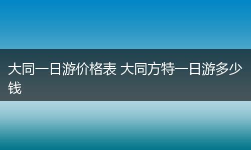 大同一日游价格表 大同方特一日游多少钱