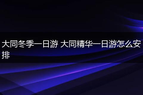 大同冬季一日游 大同精华一日游怎么安排