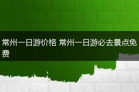 常州一日游价格 常州一日游必去景点免费