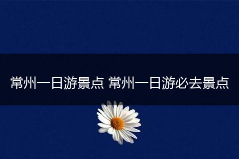 常州一日游景点 常州一日游必去景点