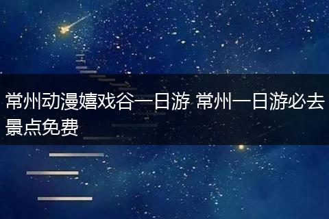 常州动漫嬉戏谷一日游 常州一日游必去景点免费