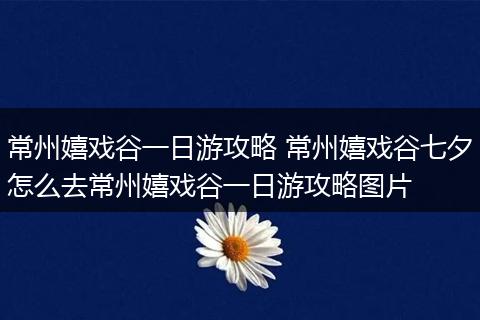 常州嬉戏谷一日游攻略 常州嬉戏谷七夕怎么去常州嬉戏谷一日游攻略图片