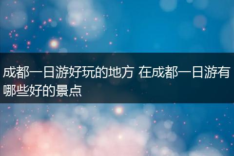 成都一日游好玩的地方 在成都一日游有哪些好的景点