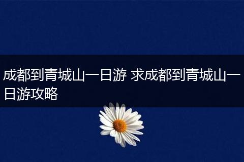 成都到青城山一日游 求成都到青城山一日游攻略