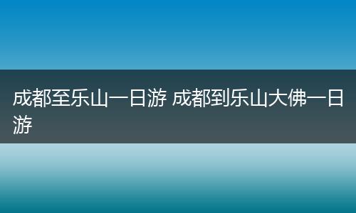 成都至乐山一日游 成都到乐山大佛一日游