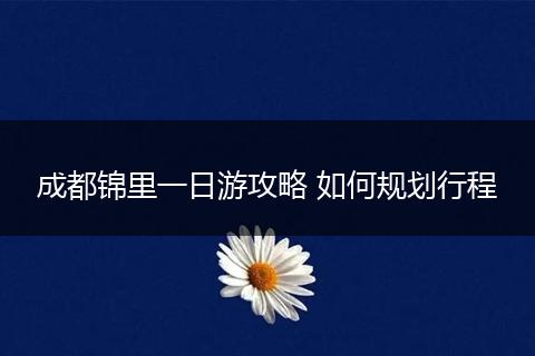 成都锦里一日游攻略 如何规划行程
