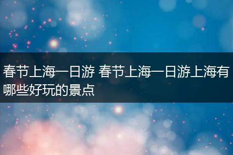 春节上海一日游 春节上海一日游上海有哪些好玩的景点