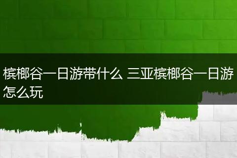 槟榔谷一日游带什么 三亚槟榔谷一日游怎么玩