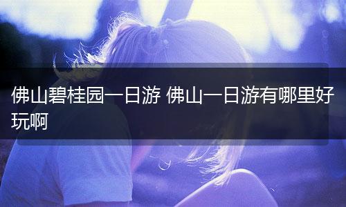 佛山碧桂园一日游 佛山一日游有哪里好玩啊