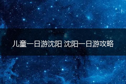 儿童一日游沈阳 沈阳一日游攻略
