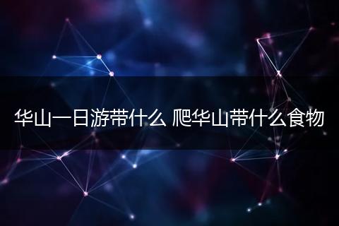 华山一日游带什么 爬华山带什么食物