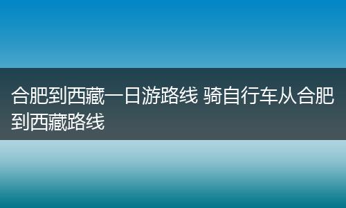 合肥到西藏一日游路线 骑自行车从合肥到西藏路线