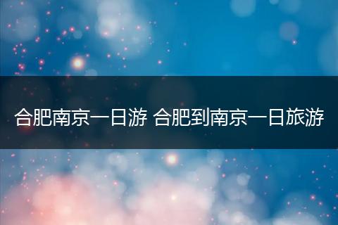 合肥南京一日游 合肥到南京一日旅游