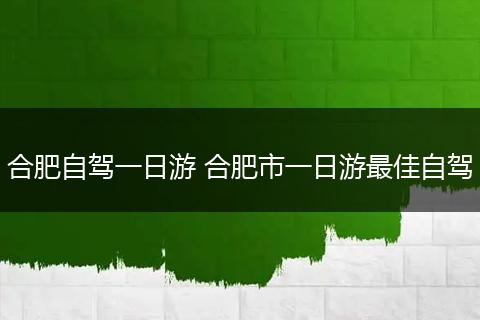 合肥自驾一日游 合肥市一日游最佳自驾