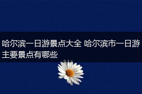 哈尔滨一日游景点大全 哈尔滨市一日游主要景点有哪些