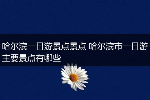 哈尔滨一日游景点景点 哈尔滨市一日游主要景点有哪些