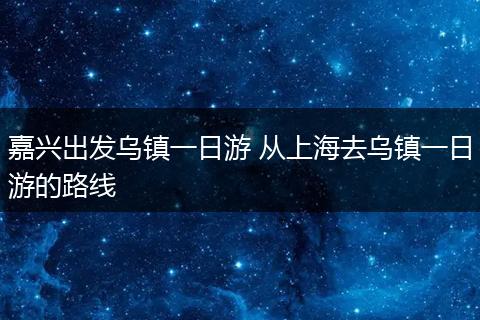 嘉兴出发乌镇一日游 从上海去乌镇一日游的路线