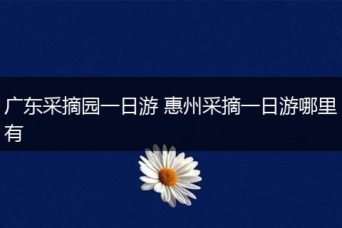 广东采摘园一日游 惠州采摘一日游哪里有