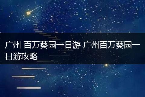 广州 百万葵园一日游 广州百万葵园一日游攻略