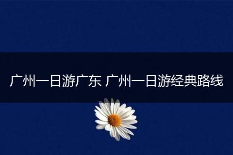 广州一日游广东 广州一日游经典路线