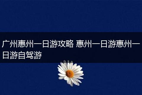 广州惠州一日游攻略 惠州一日游惠州一日游自驾游