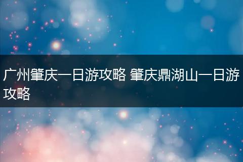 广州肇庆一日游攻略 肇庆鼎湖山一日游攻略