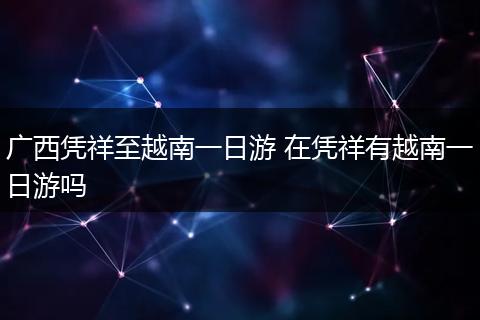广西凭祥至越南一日游 在凭祥有越南一日游吗