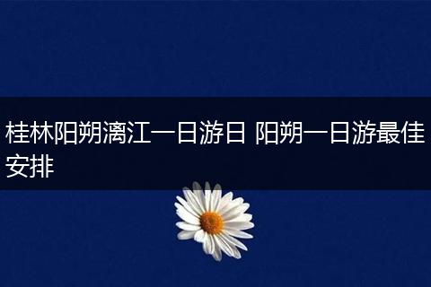 桂林阳朔漓江一日游日 阳朔一日游最佳安排